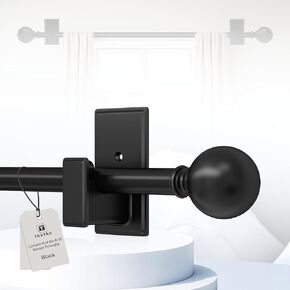 Black Curtain Rods No Drilling-Adjustable No Drill Curtain Rods for Windows 18-45 Inch with Adhesive Brackets for Bedroom Apartment Renter Friendly 5/8" Small Door Cafe Curtain Rod Easy Install