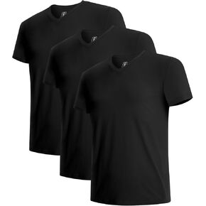 BAMBOO COOL Men's Undershirts Stretch V Neck T-Shirts,Breathable and Moisture-Wicking Tees for Men 3 Pack