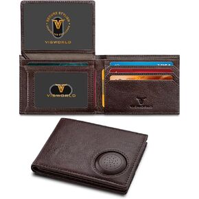 Men's Wallet with Airtag Holder, Bifold Full-Grain Leather Wallet for Apple Air Tag, Slim Airtag Wallet for Men with 2 ID Window, 13 Card Slots, RFID Blocking