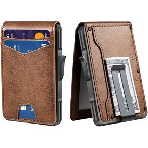 Wallet for Men - Minimalist Slim Mens Wallet with RFID Blocking & Metal Money Clip | Holds 9-13 Cards, ID Window, Aluminum Bifold | Gift for Him (Carbon Fiber)