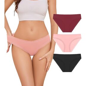 Seamless Underwear for Women No Show Bikini Ladies Panties Low Waist Elastic Sexy Comfortable Brief Hipster 3 Pack
