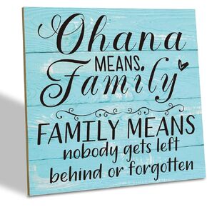علامة زخرفية Suszdou ، Ohana تعني الأسرة ، علامة فن خشبية على الطاولة الريفية ، 6.2*6.2 بوصة ، الصنوبر ، علامة المنزل
