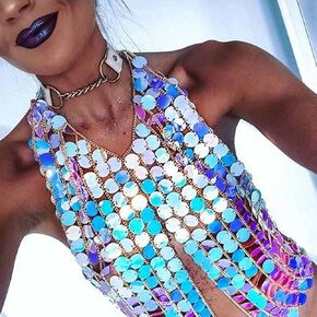 بوهو سلسلة جسم صدرية الذهب مثير الراين البيكيني bikini bara body halter عاريات الترتر سلسلة bra bra body accessories المجوهرات للنساء (الأزرق)