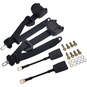 2Pack Universal Allblable Aldable Retractable Belts لـ Club Golf Cart و Go Kart و Van و UTV و VR و Buggies و Minivan و Pickup and Trucks Black