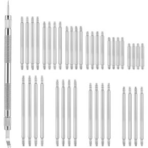 41pcs مجموعة أدوات إصلاح حطايا الساعات ، 1pcs 5.31 بوصة أداة مراقبة الفولاذ المقاوم للصدأ مع قضبان زنبركية 40pcs (8mm-26mm).
