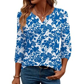 Luyaa 3/4 طول الأكمام من القمم النسائية الأذنب غير الرسمية v-sup puffledls blouses عمل قميص Tunic Sirt s-xxl