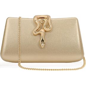 Women's Formal Evening Clutch Purse Synthetic Leather with Snake Clasp, Detachable Strap for Wedding, Prom, Party