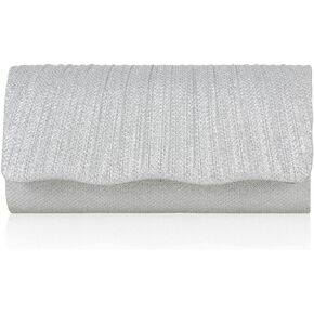 Womara Women Wave Hem Hel Shining قابض زفاف Snao ، الفضة