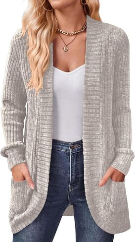 DB MOON Womens Long Cardigan Lightweight Sweater Open Front Long Sleeve Outfits with Pockets in Saudi Arabia