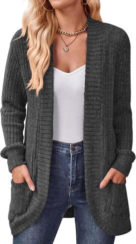 DB MOON Womens Long Cardigan Lightweight Sweater Open Front Long Sleeve Outfits with Pockets in Saudi Arabia