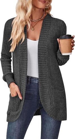 DB MOON Womens Long Cardigan Lightweight Sweater Open Front Long Sleeve Outfits with Pockets in Saudi Arabia