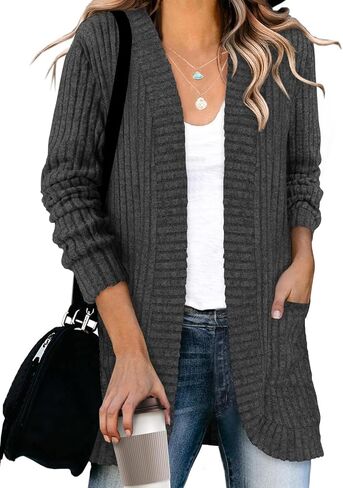 DB MOON Womens Long Cardigan Lightweight Sweater Open Front Long Sleeve Outfits with Pockets in Saudi Arabia