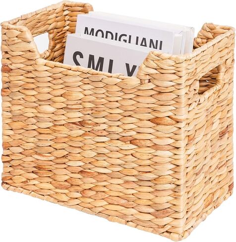 Wicker Magazine Holder, Magazine Baskets, Narrow Maganize Storage Bins, Files Baskets, Books Baskets, Magazine Rack, File Organizer, Water Hyacinth (14.2'' L x 6.5'' W x11.2''H) in Saudi Arabia