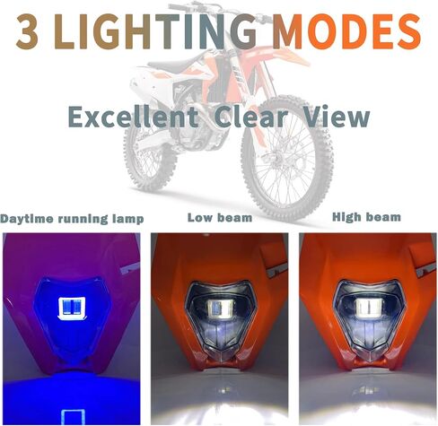 PowerMotor Motorcycle Headlights for Dirt Bike,Dirtbike LED Head Lamp Light Kit Universal for Most Dirt Pit Enduro Bike Motorcycle Headlamp Frontlight for ATV SX-F EXC EXC-F in Saudi Arabia