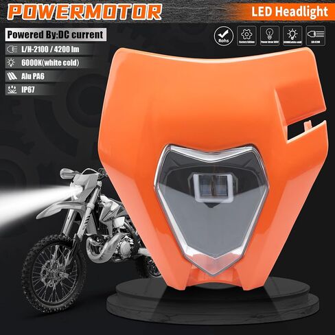 PowerMotor Motorcycle Headlights for Dirt Bike,Dirtbike LED Head Lamp Light Kit Universal for Most Dirt Pit Enduro Bike Motorcycle Headlamp Frontlight for ATV SX-F EXC EXC-F in Saudi Arabia