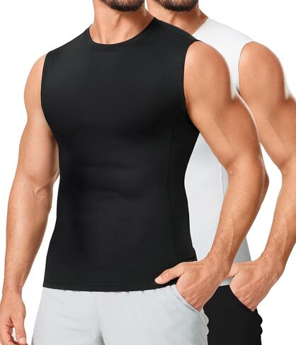 Tailong 2 Pack Compression Shirt Men - Athletic Base Base Layer Olcyless Tankout Tank Top Slimmding Limershirt in Kuwait