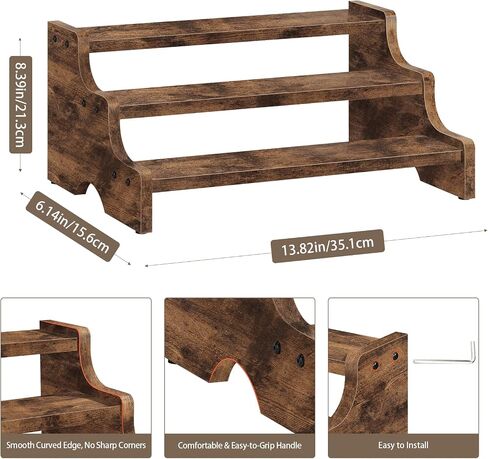 Wooden Display Riser Stand, Tiered Perfume and Cologne Organizer Stand, 3 Tier Spice Rack, Rustic Display Shelf for Candles, Kitchen Storage Holder for Spice Bottles, Jars, Seasonings in Kuwait