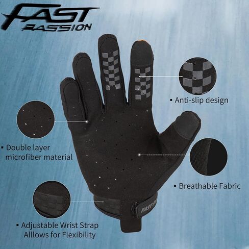 Motorcycle Gloves for Men & Women - Touchscreen Motorbike Gloves for BMX, MX, ATV, Motocross & Mountain Biking in Kuwait