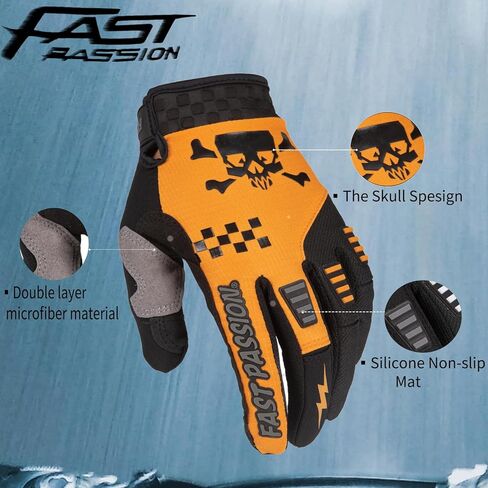 Motorcycle Gloves for Men & Women - Touchscreen Motorbike Gloves for BMX, MX, ATV, Motocross & Mountain Biking in Kuwait