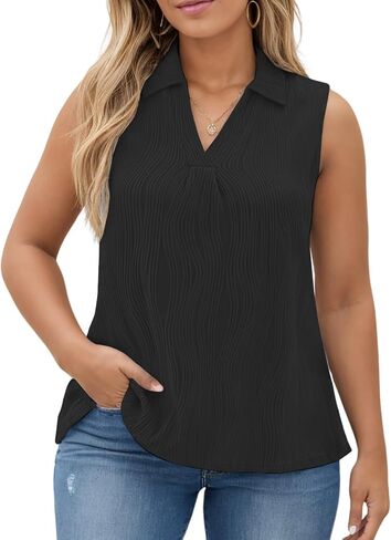 Dolnine Womens-Plus-Size-Summer-Tops-Tops Dary V Neck Collared Polo Polo Turts Disualless Sucaless Legholds Endery Legureds in Saudi Arabia