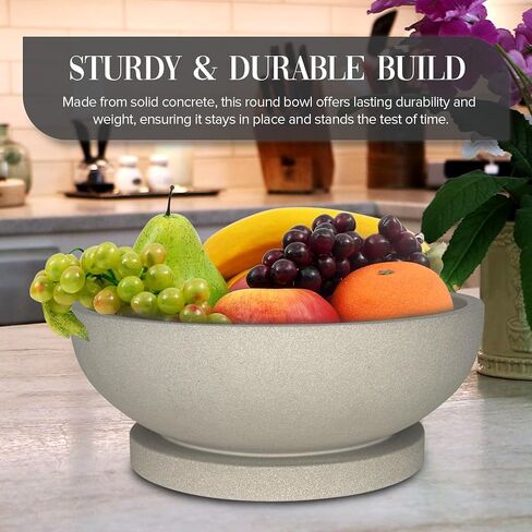Concrete Fruit Bowl – Modern Decorative Bowl for Home & Kitchen | Large Heavyweight Centerpiece for Keys, Fruit, or Table Decor in Saudi Arabia