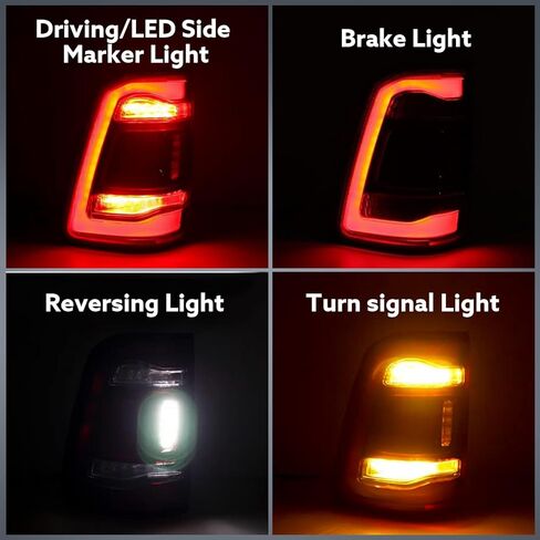 مجموعة مصابيح الذيل متوافقة مع دودج رام 1500 2019-2023 Big Horn/Tradesman، مصباح خلفي بإطار من الكروم مع مصابيح وأحزمة تحل محل جانب السائق الأيسر in Kuwait