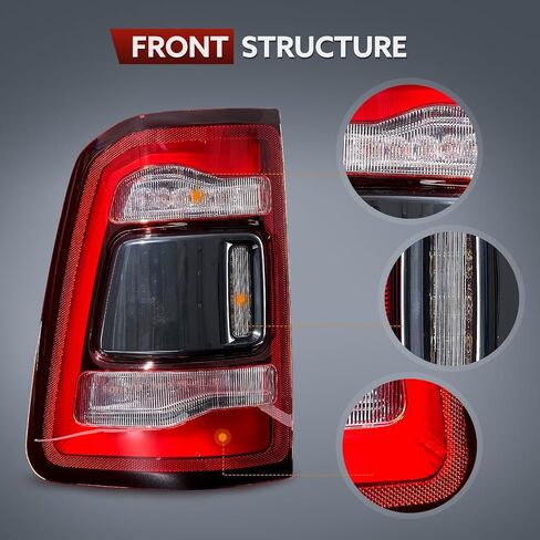 مجموعة مصابيح الذيل متوافقة مع دودج رام 1500 2019-2023 Big Horn/Tradesman، مصباح خلفي بإطار من الكروم مع مصابيح وأحزمة تحل محل جانب السائق الأيسر in Kuwait