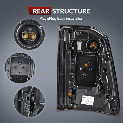 مجموعة مصابيح الذيل متوافقة مع دودج رام 1500 2019-2023 Big Horn/Tradesman، مصباح خلفي بإطار من الكروم مع مصابيح وأحزمة تحل محل جانب السائق الأيسر in Kuwait