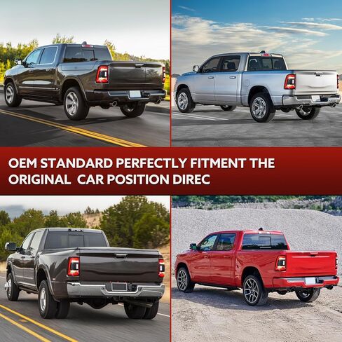 مجموعة مصابيح الذيل متوافقة مع دودج رام 1500 2019-2023 Big Horn/Tradesman، مصباح خلفي بإطار من الكروم مع مصابيح وأحزمة تحل محل جانب السائق الأيسر in Kuwait