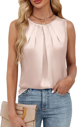 BMJL Women's Silk Satin Tank Top Summer Business الزي العادي 2025 عمل بلا أكمام قميص أنيق in Saudi Arabia