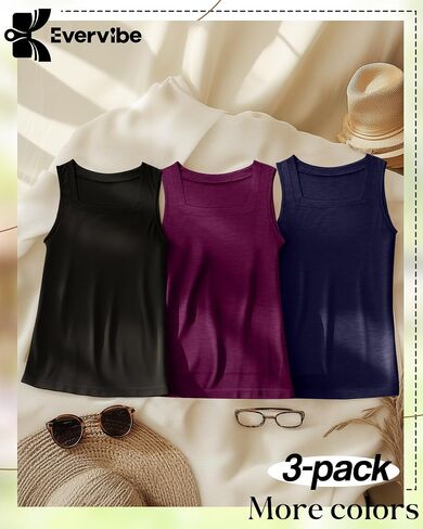 3 Pack Summer Plus Size Tank Tops for Women Sleeveless Tunic Shirts Square Neck Tops Side Slits 1X-5X in Kuwait