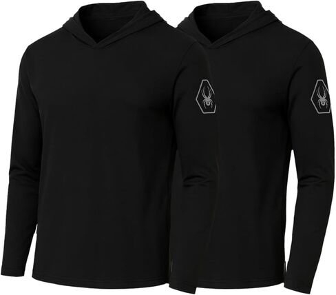 Spyder Mens Crew Neck Long Sleeve Hooded Undershirts/Ultra Soft Stretch Sports T-Shirt Dryfit Athletic Running Workout Shirt in Saudi Arabia