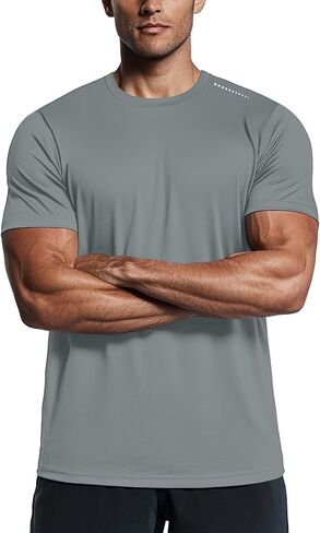 Zengjo Mens Athletic Shirts Moisture Wicking Short Sleeve Quick Dry Workout T-Shirt for Gym Running Exercise in Saudi Arabia