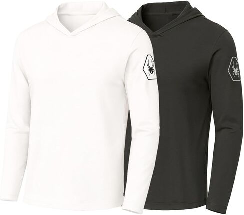Spyder Mens Crew Neck Long Sleeve Hooded Undershirts/Ultra Soft Stretch Sports T-Shirt Dryfit Athletic Running Workout Shirt in Saudi Arabia