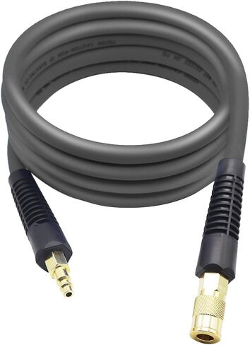YOTOO Hybrid Air Hose 3/8-Inch by 25-Feet 300 PSI Heavy Duty, Lightweight, Kink Resistant, All-Weather Flexibility with 1/4-Inch Industrial Quick Coupler Fittings, Bend Restrictors, Gray in Kuwait