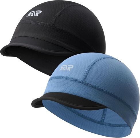 SUNMECI 2 Pcs Cooling Skull Cap for Men,Cycling Cap Helmet Liner with Sun Visor for Running Bike Hard Hat Liner in Kuwait