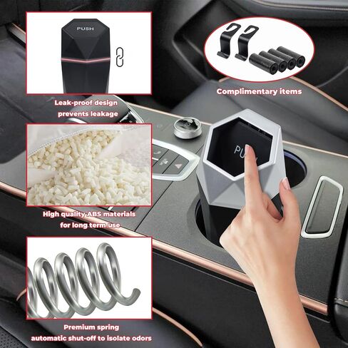 Car Trash Can with Lid, Garbage Bin for Women, Cute Interior Accessories for Seat Cup Holder, Organization Car Must Haves Essentials Mini Trash Can with Garbage Bag in Saudi Arabia