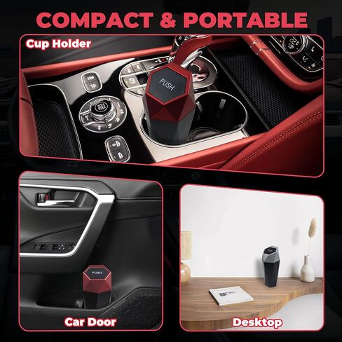 Car Trash Can with Lid, Garbage Bin for Women, Cute Interior Accessories for Seat Cup Holder, Organization Car Must Haves Essentials Mini Trash Can with Garbage Bag in Saudi Arabia