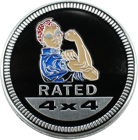 4 x 4 Metal Automotive Badge 3D Metal Emblems Round Emblem Decals Car Badge Decals Stickers Compatible with Jeep Wrangler Vehicles Trucks SUV (4x4RATED) in Saudi Arabia