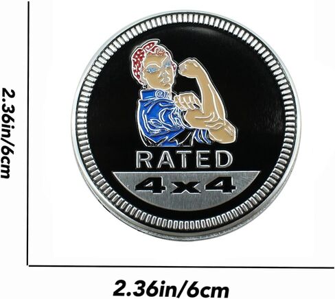 4 x 4 Metal Automotive Badge 3D Metal Emblems Round Emblem Decals Car Badge Decals Stickers Compatible with Jeep Wrangler Vehicles Trucks SUV (4x4RATED) in Saudi Arabia