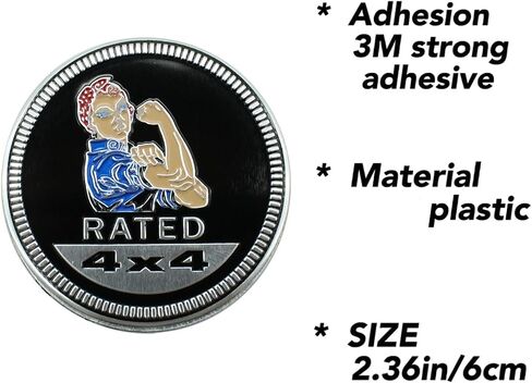 4 x 4 Metal Automotive Badge 3D Metal Emblems Round Emblem Decals Car Badge Decals Stickers Compatible with Jeep Wrangler Vehicles Trucks SUV (4x4RATED) in Saudi Arabia