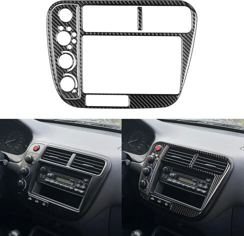 Real Premium 3K Carbon Fiber Center air Vent Frame Conditioning A/C Trim Radio Sticker Dashboard Decal Kit Compatible with Honda Civic 1999 2000 2DOOR Car Interior Accessories Decoration in Saudi Arabia