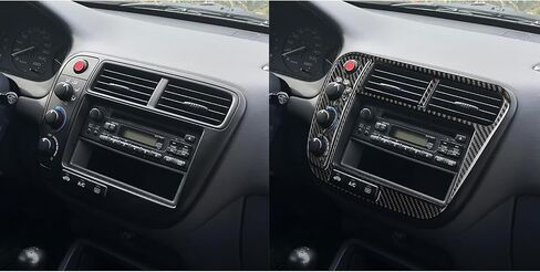 Real Premium 3K Carbon Fiber Center air Vent Frame Conditioning A/C Trim Radio Sticker Dashboard Decal Kit Compatible with Honda Civic 1999 2000 2DOOR Car Interior Accessories Decoration in Saudi Arabia