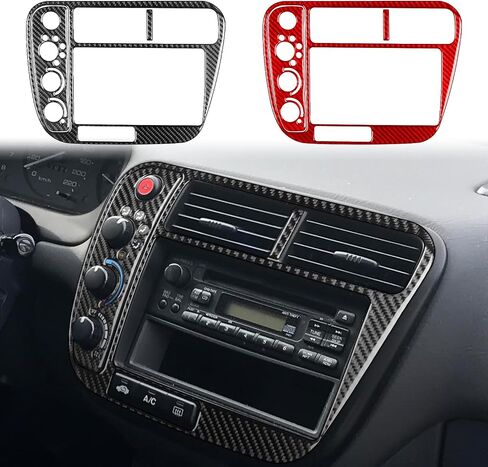 Real Premium 3K Carbon Fiber Center air Vent Frame Conditioning A/C Trim Radio Sticker Dashboard Decal Kit Compatible with Honda Civic 1999 2000 2DOOR Car Interior Accessories Decoration in Saudi Arabia