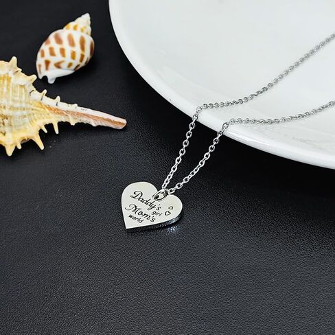 Hofoya Family Love Necklace & Keychain Gift for Dad Mom and Daughter - Adddy's Girl Heart Pendant for Girl ، عيد ميلاد عيد الأب تذكارية للآباء والأمهات أطفال. in Kuwait