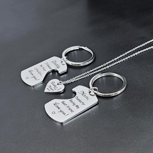 Hofoya Family Love Necklace & Keychain Gift for Dad Mom and Daughter - Adddy's Girl Heart Pendant for Girl ، عيد ميلاد عيد الأب تذكارية للآباء والأمهات أطفال. in Kuwait