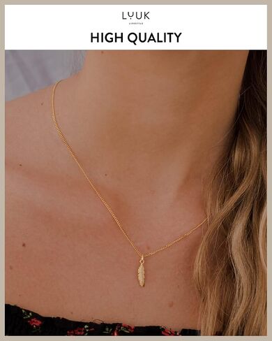 LUUK LIFESTYLE 925 sterling silver filigree necklace for women with pendant, trendy feminine jewelry for everyday life, adjustable length, 19", gift idea for her, gift card, silver, gold, and roségold in Kuwait