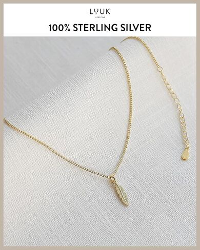 LUUK LIFESTYLE 925 sterling silver filigree necklace for women with pendant, trendy feminine jewelry for everyday life, adjustable length, 19", gift idea for her, gift card, silver, gold, and roségold in Kuwait