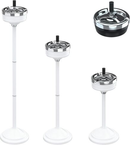 RELIANCER Floor Standing Ashtray w/Spinning Lid,Adjustable 16" - 31.5" Cigarette Ash Tray,Outdoor Stainless Steel Cigar Container Ash Holder w/Weighted Base,Cigarette Butt Receptacle Disposal for Home in Kuwait