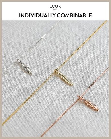 LUUK LIFESTYLE 925 sterling silver filigree necklace for women with pendant, trendy feminine jewelry for everyday life, adjustable length, 19", gift idea for her, gift card, silver, gold, and roségold in Kuwait